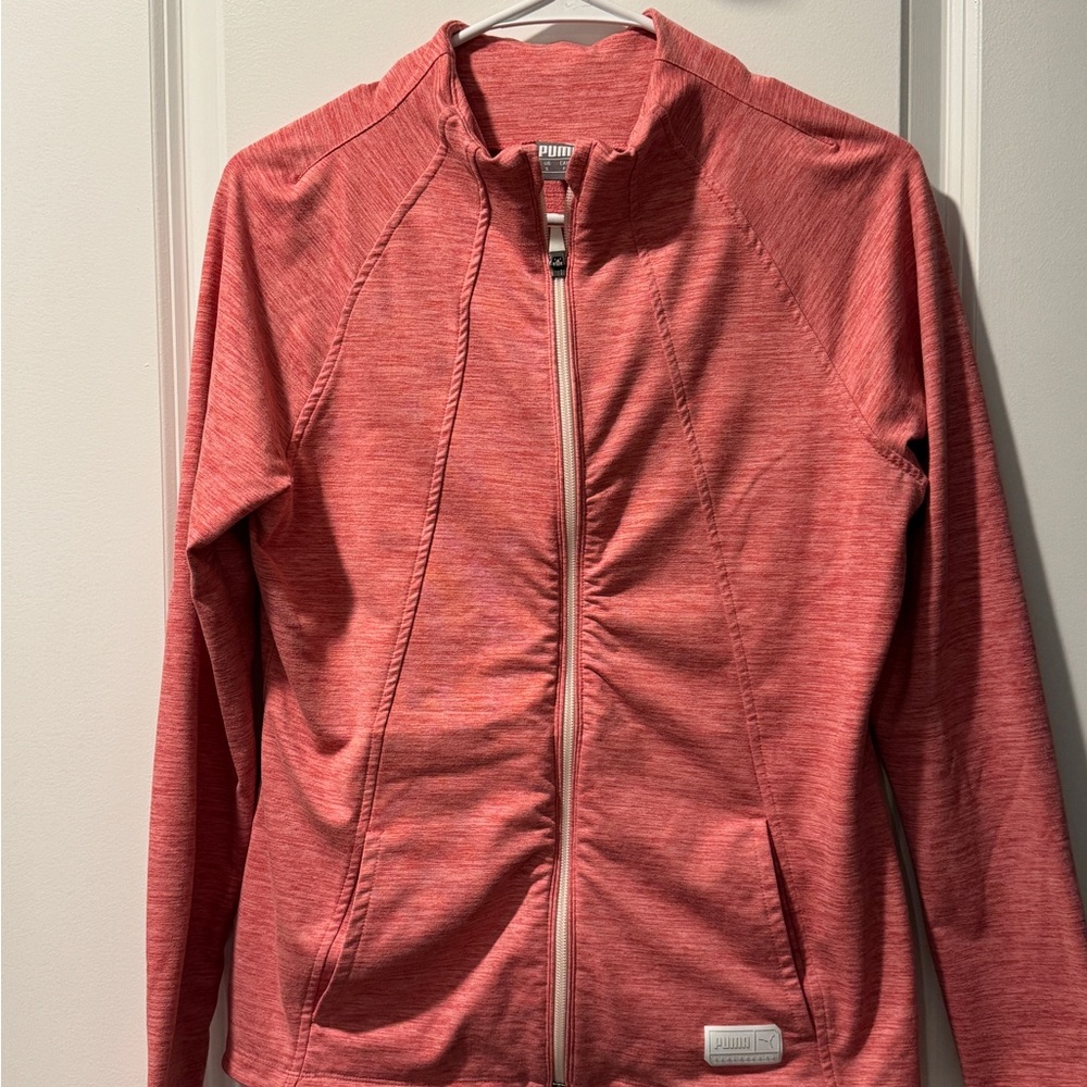 Puma Pink Bomber Sweatshirt Jacket Lightweight Athleisure